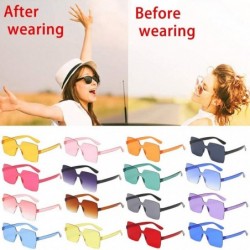 Oval UV Protection Sunglasses for Women Men Rimless frame Square Acrylic Lens and Frame Sunglass - N - CW1902YZ2ZN $7.28