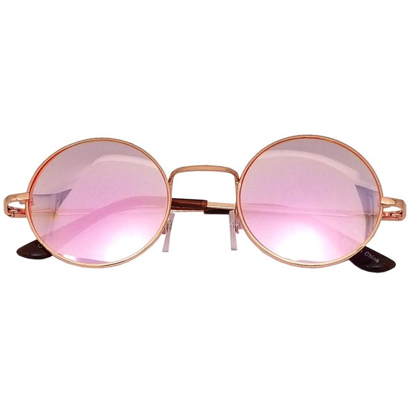 Round Round Retro Small Circle Tint & Mirror Colored Lens 43-55 mm Sunglasses Metal - Round_45mm_rose_gold - CR184ADRSXG $9.03