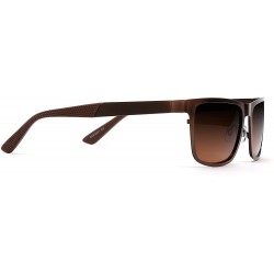 Rectangular Polarized Classic Sunglasses Razor Thin Brushed Metal Stainless Steel - Brown - CO189AM5M55 $25.28