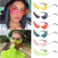 Round UV Protection Sunglasses for Women Men Rimless frame Cat-Eye Shaped Plastic Lens and Frame Sunglass - Green - CX1903237...