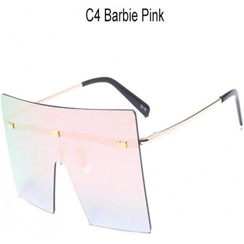 Square Oversized Brown Sunglasses Women Retro Vintage Sunglasses Luxury Rimless Eyewear - C4 Bardie Pink - CZ18Y7DTWQQ $23.00