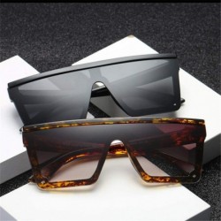 Square Oversize Square Frame Flat Top Top Sunglasses Women Men Retro Sun Glasses - Black - C6194OIN5GR $15.17