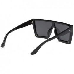 Square Oversize Square Frame Flat Top Top Sunglasses Women Men Retro Sun Glasses - Black - C6194OIN5GR $15.17