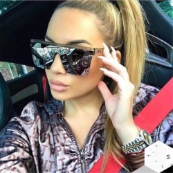 Square Oversize Square Frame Flat Top Top Sunglasses Women Men Retro Sun Glasses - Black - C6194OIN5GR $15.17