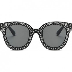 Cat Eye Women Fashion Round Cat Eye Designer Sunglasses - Black - C518I4AQWIX $7.78