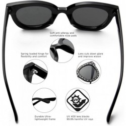 Cat Eye Women Fashion Round Cat Eye Designer Sunglasses - Black - C518I4AQWIX $7.78