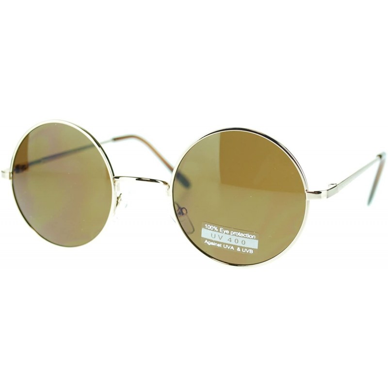 Round Thin Lite Metal Frame Round Circle Sunglasses Spring Hinge - Gold - CI186GKKKH5 $9.33