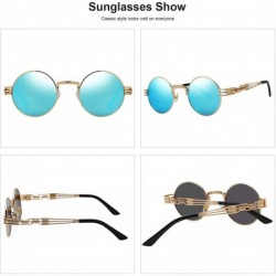 Round Steampunk Round Sunglasses for Men and Women John Lennon Glasses Circle Metal Eyewear - C218R0ZACE3 $9.57