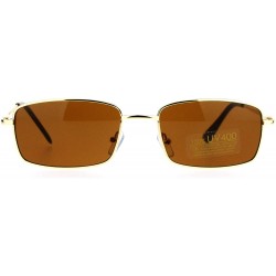 Rectangular Small Frame Sunglasses Thin Metal Rectangular Fashion Spring Hinge - Gold - CS187CCGHZD $10.99