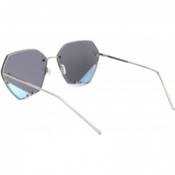 Rectangular Womens Qulit 2 Panel Lens Rimless Butterfly Sunglasses - Silver Black Blue - C718WSLS6S3 $14.46