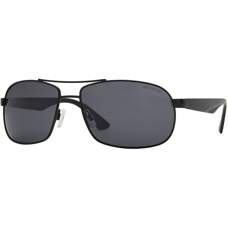 Oversized Classic Oversized XL Polarized Rectangular Aviator Sunglasses for Men - Black + Smoke - C418GLAKC5T $12.30