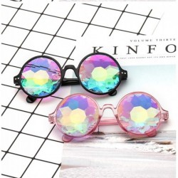 Oval Round Kaleido Glasses Rave Festival Men Women Er Holographic Female Male Sunglasses Retro - Black - CQ199CIT20T $36.62