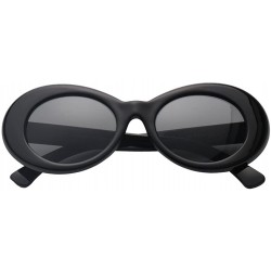 Oversized Women Retro Vintage Fashion Oval Round Clout Goggles Sunglasses - Black - White 2 Pack - C918K3UIOGC $15.01