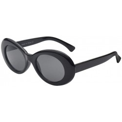 Oversized Women Retro Vintage Fashion Oval Round Clout Goggles Sunglasses - Black - White 2 Pack - C918K3UIOGC $15.01