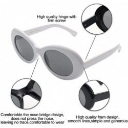 Oversized Women Retro Vintage Fashion Oval Round Clout Goggles Sunglasses - Black - White 2 Pack - C918K3UIOGC $15.01