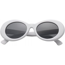 Oversized Women Retro Vintage Fashion Oval Round Clout Goggles Sunglasses - Black - White 2 Pack - C918K3UIOGC $15.01