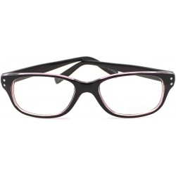 Rectangular Black Narrow 2 Tone Color Clear Lens Glasses Frame - Black/Purple - C211C047F1D $7.70