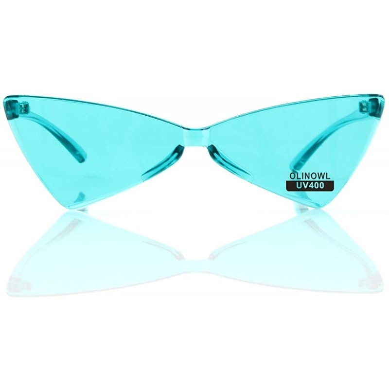OLINOWL Rimless Sunglasses Oversized Colored Transparent Round Eyewear Retro Eyeglasses for Women Men